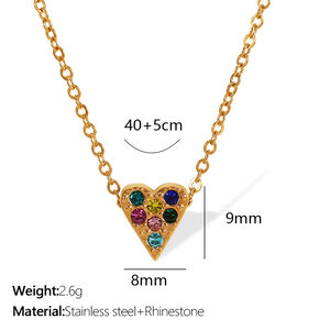 Collar con colgante de corazón de acero inoxidable chapado en oro de 18 quilates con diamantes de imitación para mujer, serie simple, 1 unidad h5