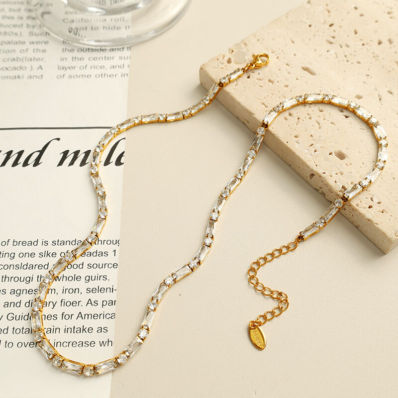 Xl293 White Zircon Gold Necklace Picture2