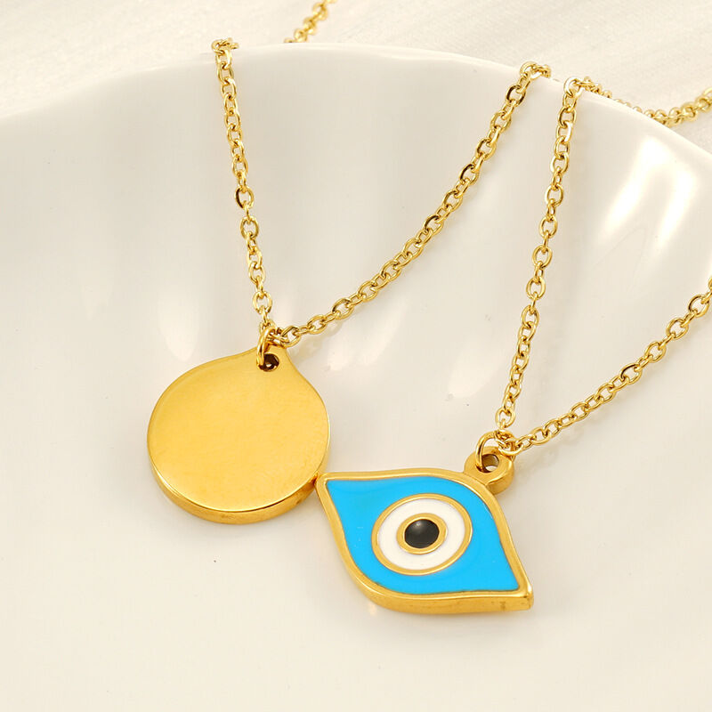 1 piece simple series classic eye titanium steel  gold plated women pendant necklaces h5 Picture2