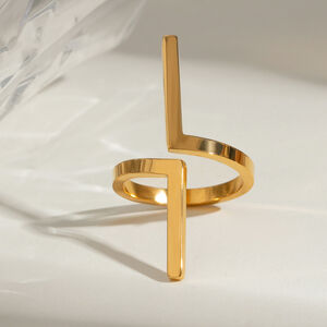 1 Piece Simple Style Geometric Stainless Steel Waterproof Gold Plated Women's Adjustable Rings h5