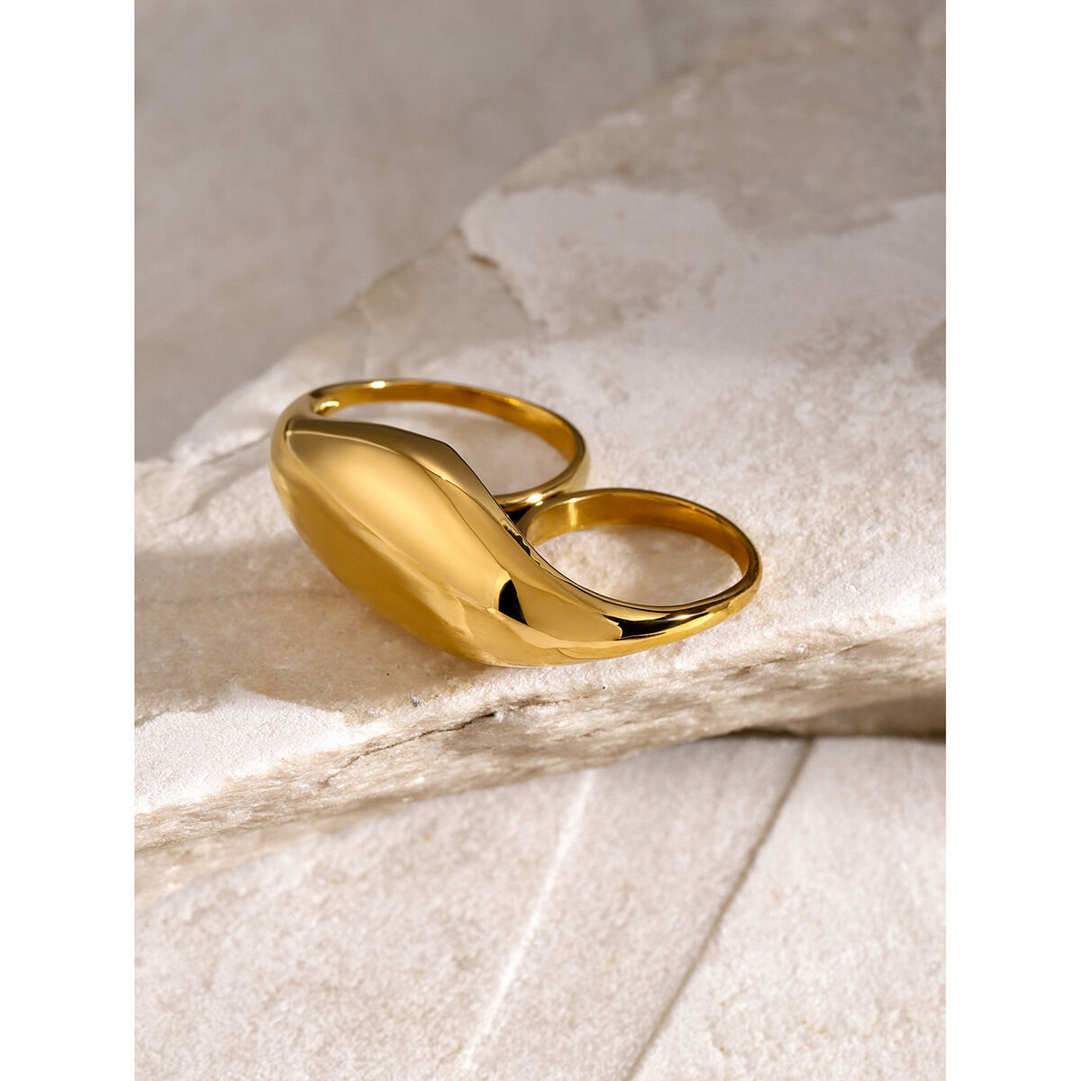 1 Piece Geometric Stainless Steel Waterproof Gold Plated Women's Adjustable Rings