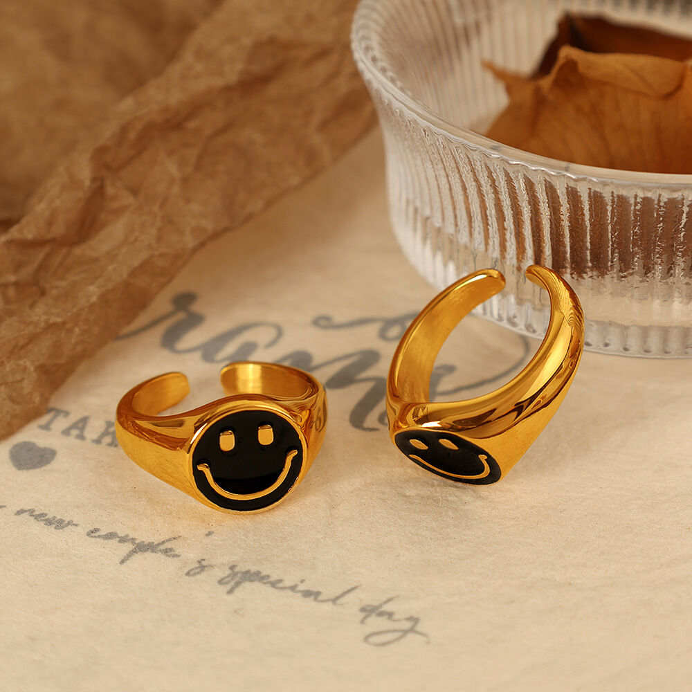 Jz73 Black Oil Drop Gold Ring Picture2