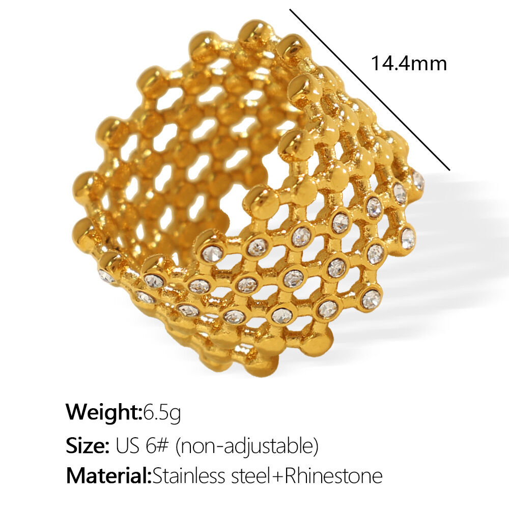 1 paar eenvoudige serie retro geometrische roestvrij staal  vergulde strass dames enkele ringen h5 