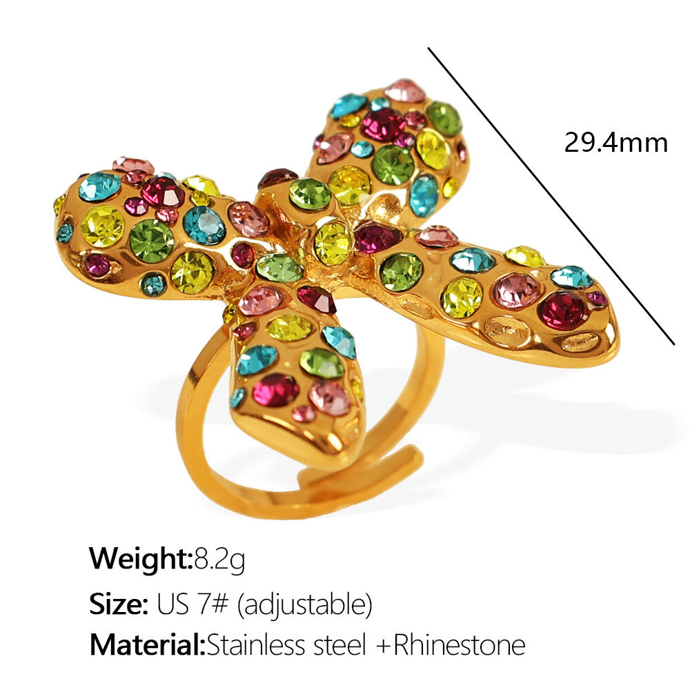 Anello regolabile in oro con diamante colorato JZ90 7# Immagine6