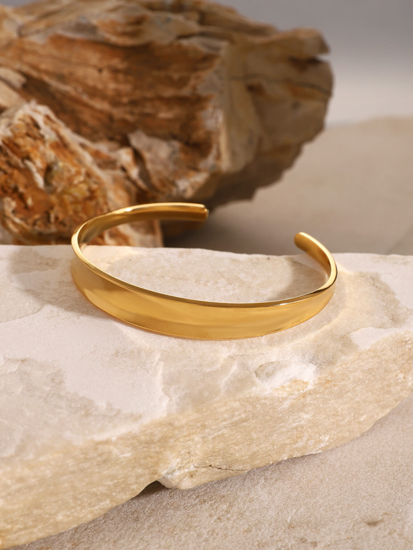 1 piece minimalist style solid color geometric stainless steel gold plated women's bangles h5