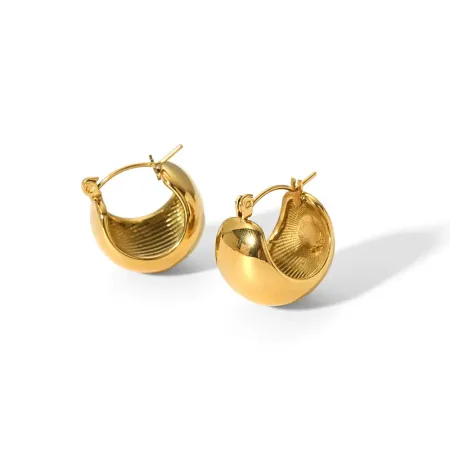 1 pair of simple classic  gold-plated stainless steel polished spherical earrings for women's jewelry for daily wear