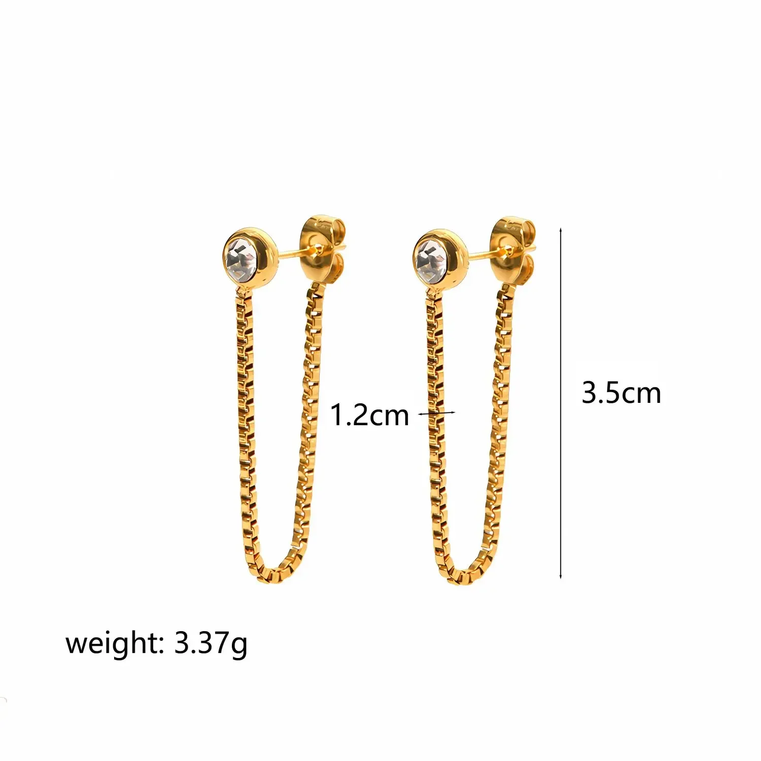 Une paire de boucles d'oreilles exquises et tendance en acier inoxydable plaqué or, ornées de perles et de diamants, à porter au quotidien. Image2