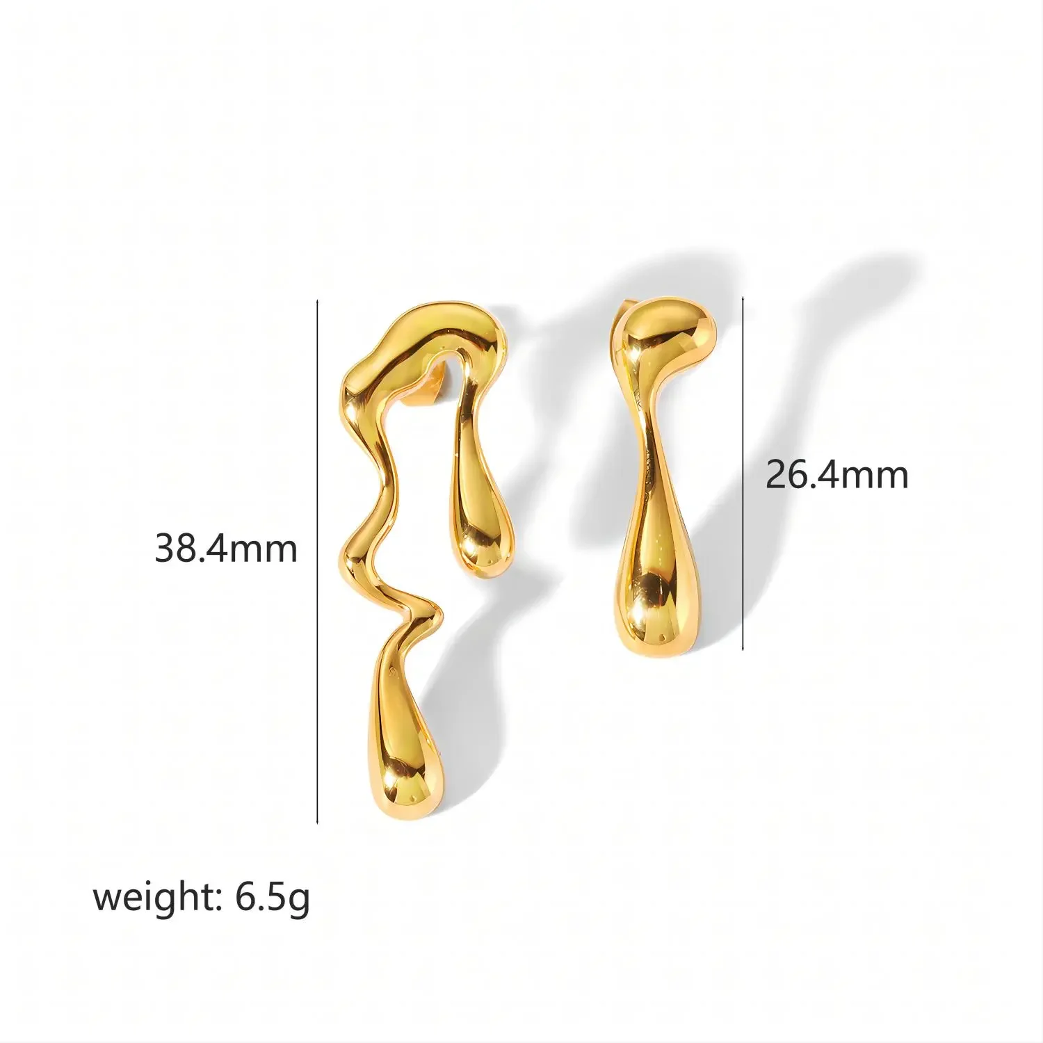 1 Paar Ohrstecker aus Edelstahl im Retro-Stil der Classic-Serie, 18 Karat vergoldet, für Damen Bild2