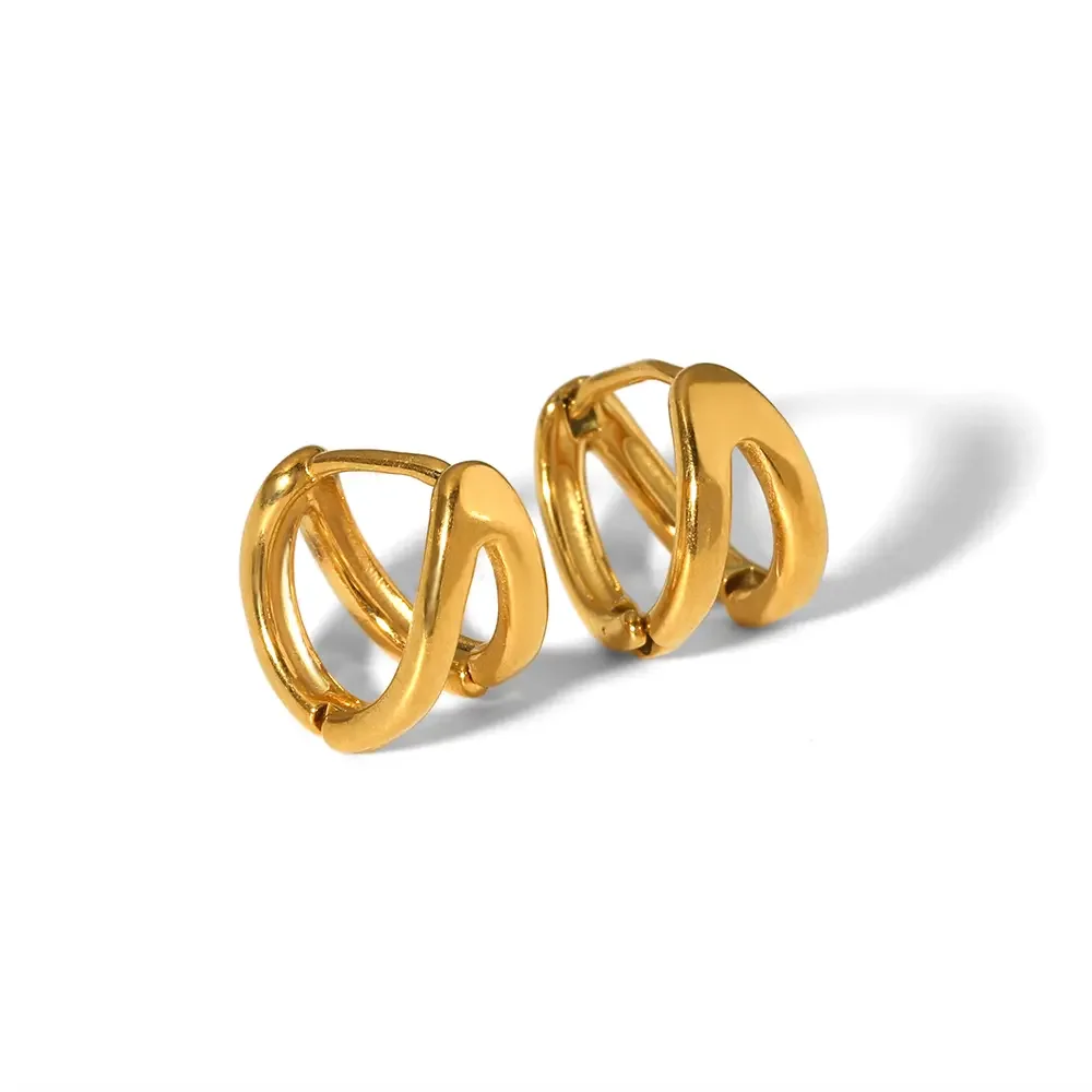 1 paio di orecchini a cerchio da donna in acciaio inossidabile placcato oro , classici e geometrici, serie semplice 