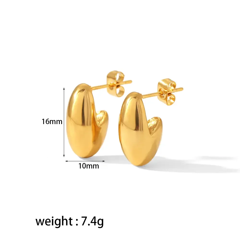 1 paio di orecchini geometrici irregolari in acciaio inossidabile placcato oro 18k creativi e alla moda per le donne, da indossare ogni giorno h5Immagine2