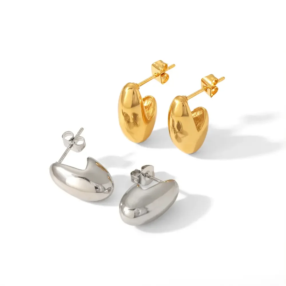 1 paio di orecchini geometrici irregolari in acciaio inossidabile placcato oro 18k creativi e alla moda per le donne, da indossare ogni giorno h5