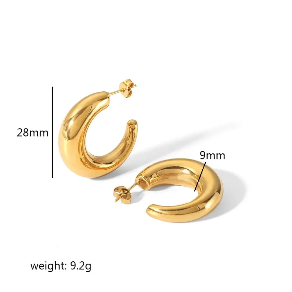 1 paire de boucles d'oreilles en forme de croissant de lune brillantes en acier inoxydable plaqué or , créatives et à la mode, pour femmes, à porter au quotidien h5 Image2