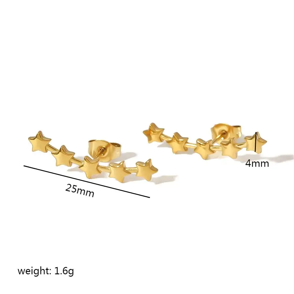 Simple Stars Shape Stainless Steel Waterproof Gold Color Women's Studs Earrings h5Picture2