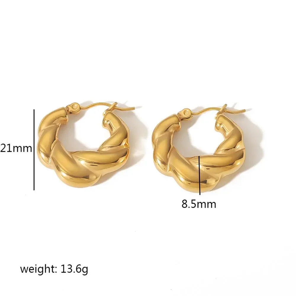 1 paio di semplici orecchini geometrici classici in acciaio inossidabile placcato oro 18k, orecchini da donna, distribuzione giornaliera h5Immagine2