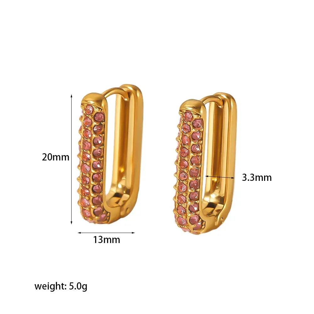 1 pair of stylish simple gold-plated stainless steel rectangular diamond pearl earrings for women's jewelry for daily wear h5 Picture2