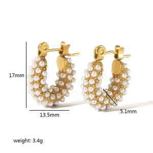 1 Paar exquisite und modische Ohrringe aus 18 Karat vergoldetem Edelstahl mit farbigen Zirkonperlen für Damen zum täglichen Tragen h5 Bild2