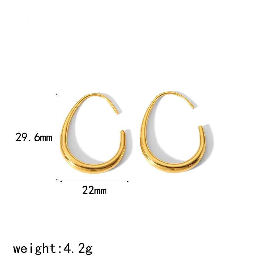 1 Paar schlichte, klassische, geometrische, goldplattierte Edelstahl-Creolen für Damen h5 Bild2
