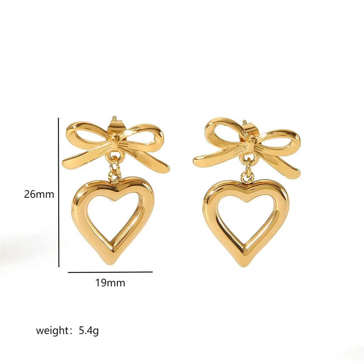 1 Paar schlichte, klassische Herz-Ohrhänger aus goldplattiertem Edelstahl für Damen h5 Bild2