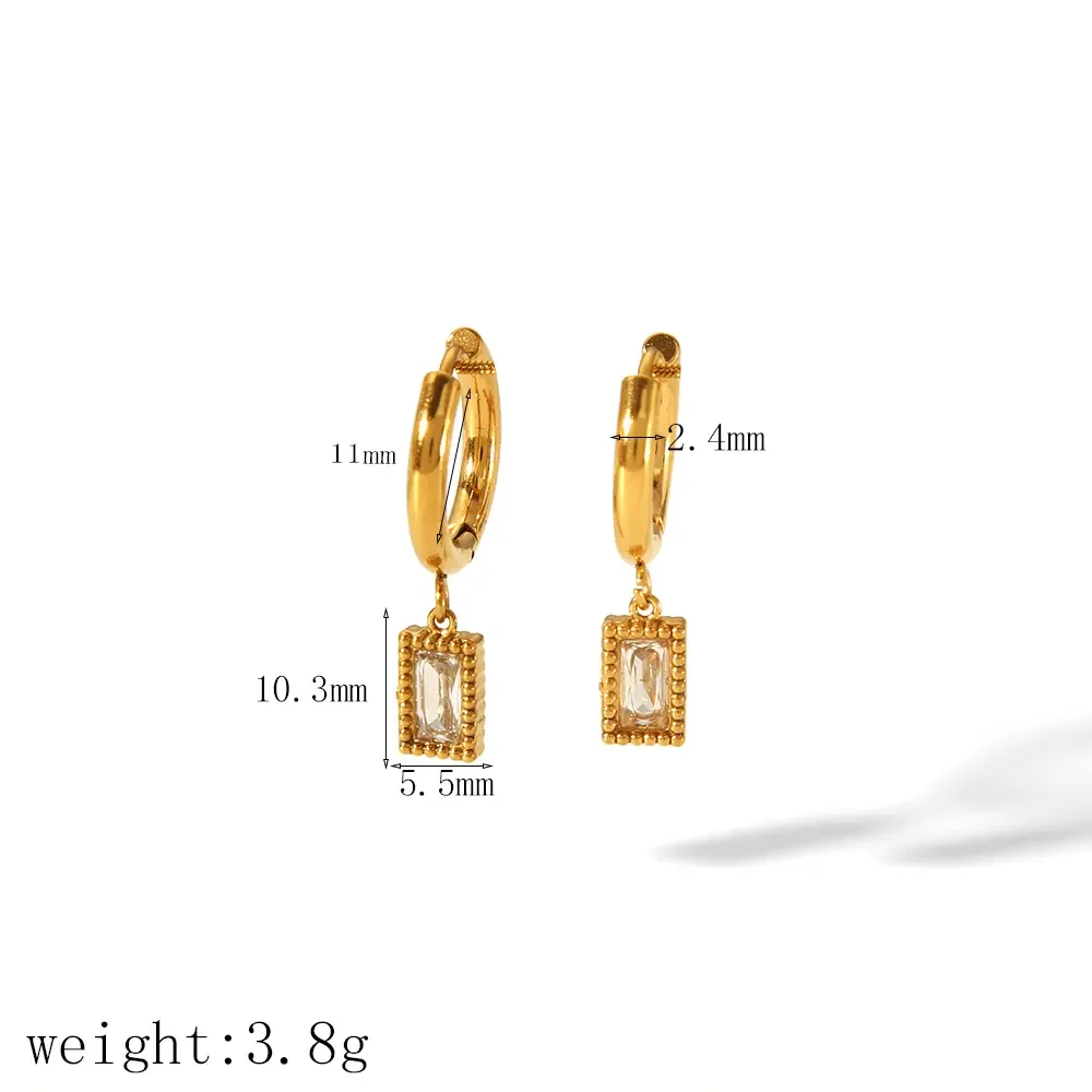 1 pieza de pendientes colgantes cuadrados geométricos en forma de corazón de acero inoxidable chapado en oro de  clásicos de moda para mujer para uso diario h5 Imagen2