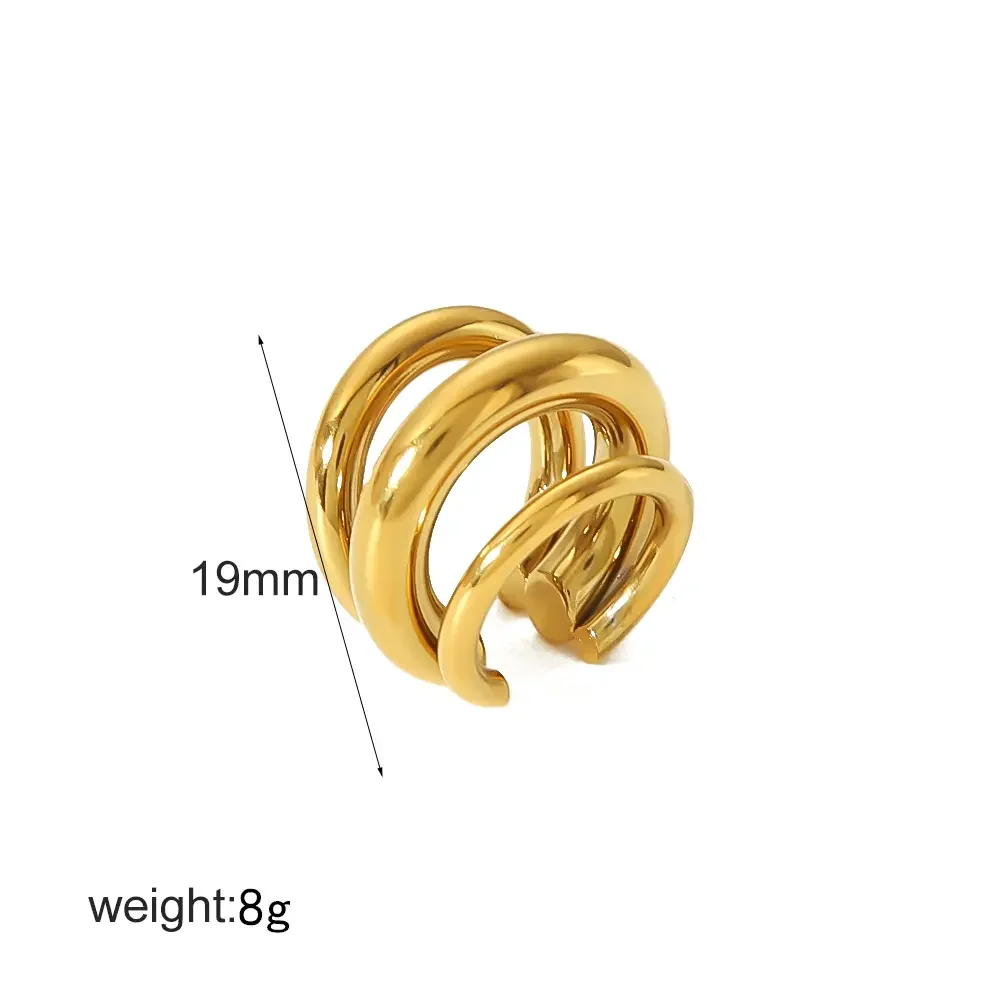 1 Stück kreativer und modischer, goldplattierter, glänzender, geometrischer Ohrclip aus Edelstahl für Damen zum täglichen Tragen h5 Bild2