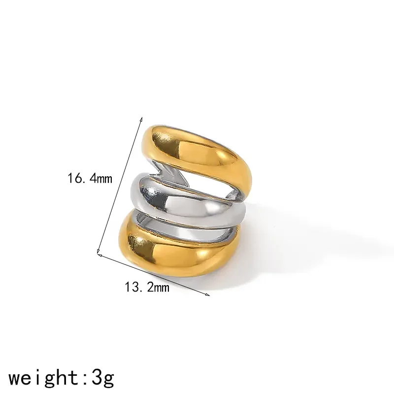 1 pair simple series casual geometric stainless steel  gold plated women Ear Cuffs 