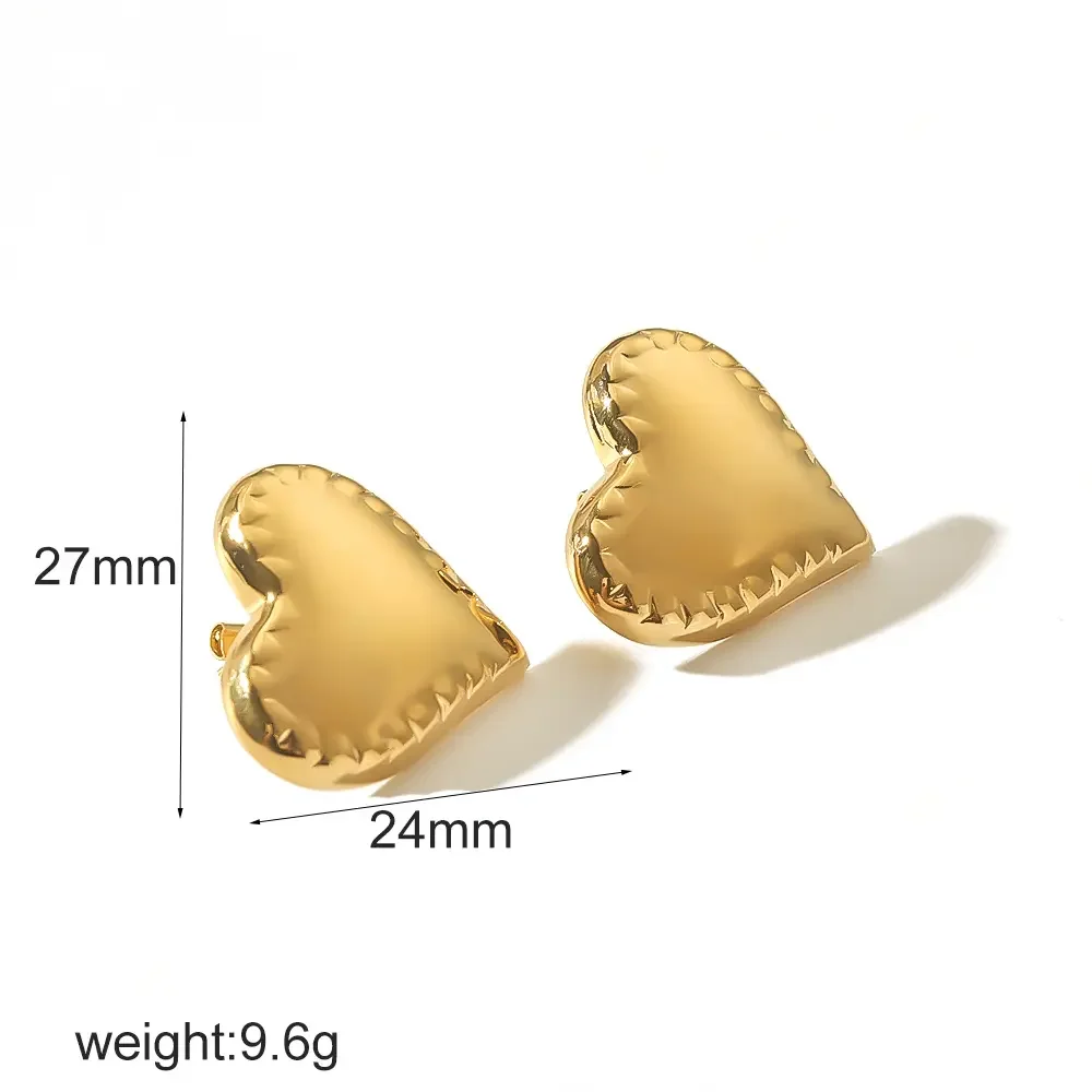 1 Pair 1 pair of fashionable classic gold-plated stainless steel geometric smooth heart earrings for women's jewelry for daily wear Women Stud Earrings Picture2