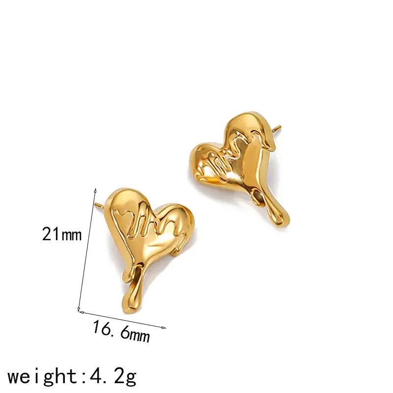 1 Pair Simple Series Classic Heart Stainless Steel Waterproof Women Stud Earrings h5 Picture2