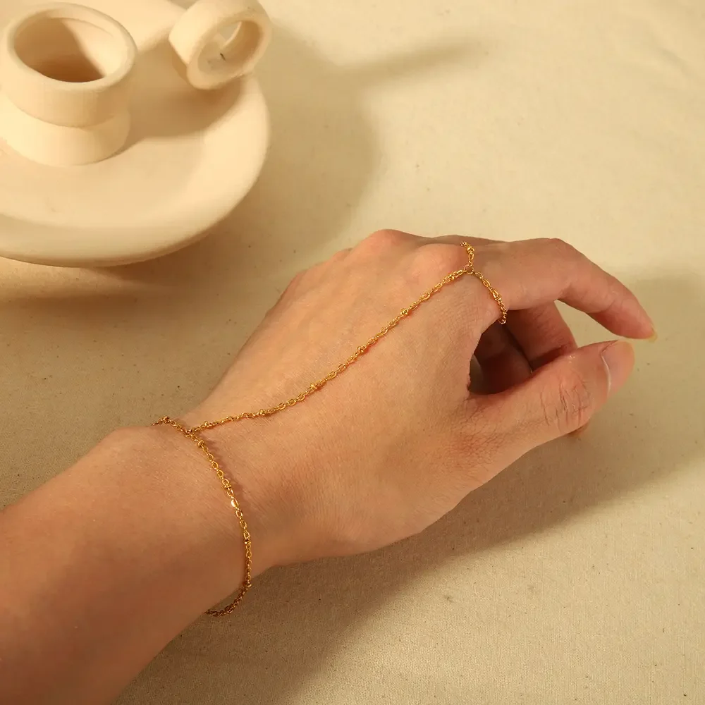 1 paio di eleganti e semplici bracciali a catena con zirconi in acciaio inossidabile placcato oro 18k per gioielli da donna da indossare ogni giorno