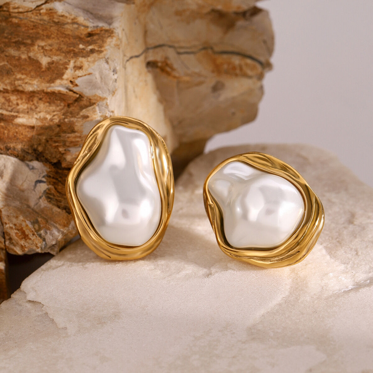1 paio di anelli regolabili da donna in acciaio inossidabile placcato oro , semplici e geometrici, eleganti