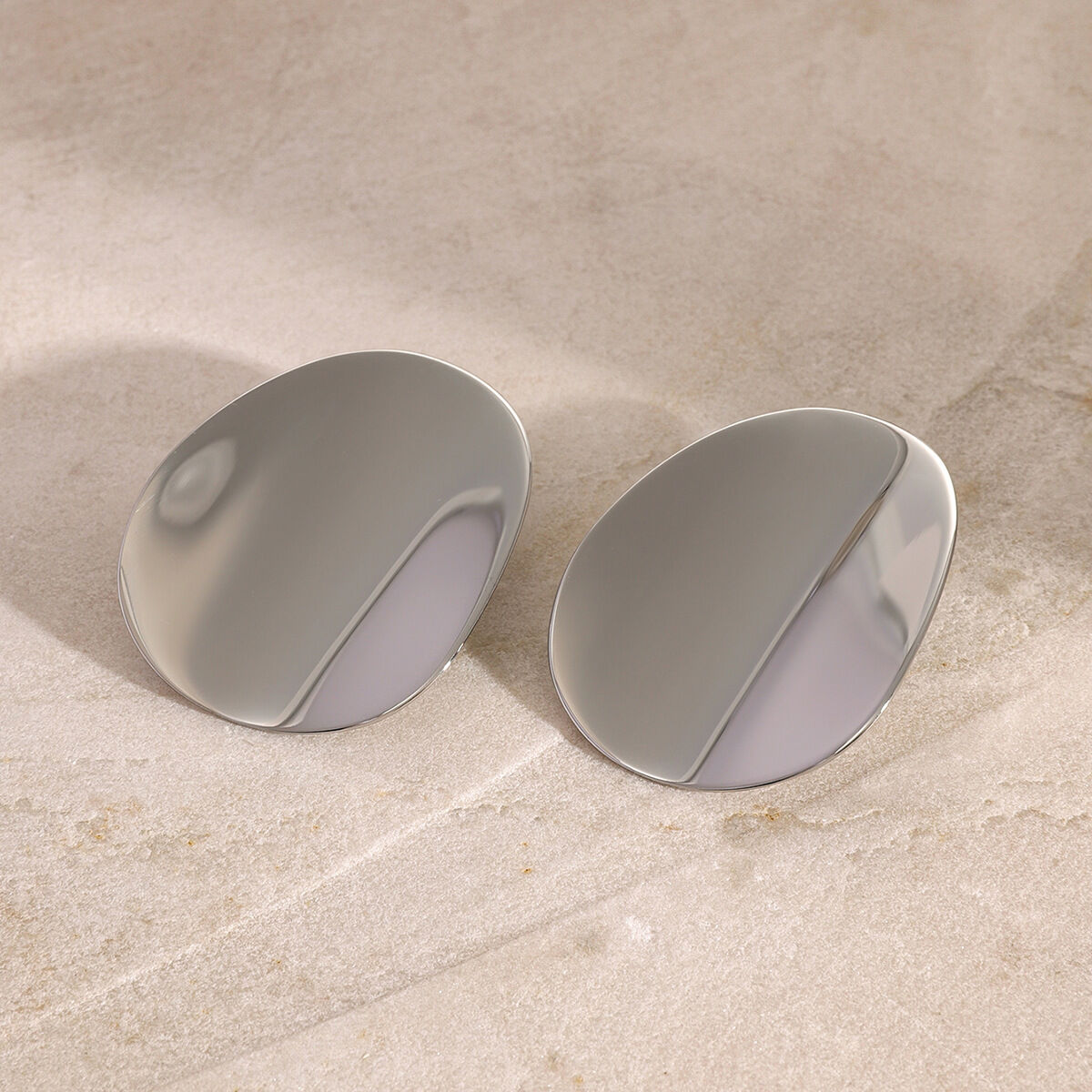 1 paire de boucles d'oreilles à tige simples en acier inoxydable plaqué or  pour femme h5 