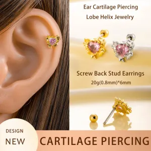 1 Piece Simple Series Simple Heart Titanium Steel No Plating Material Zircon Women Piercing Earrings h5 Picture3