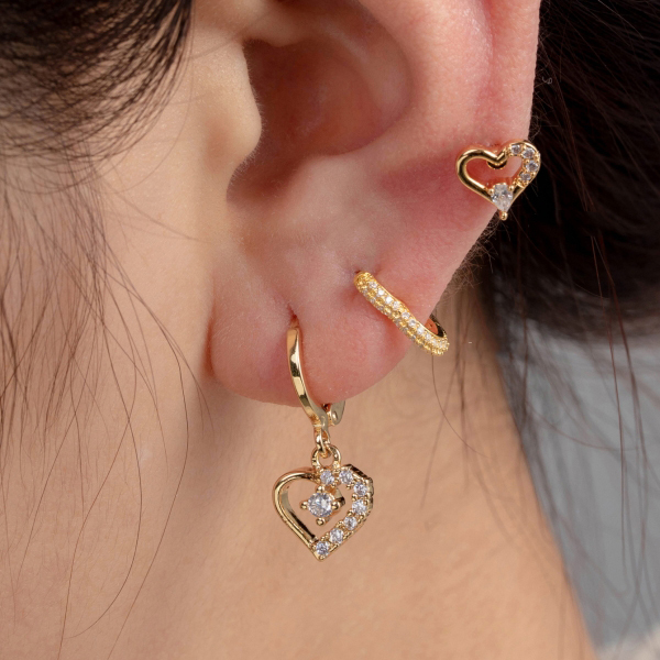 1 Piece Simple Series Simple Heart Titanium Steel No Plating Material Zircon Women Piercing Earrings h5Picture2