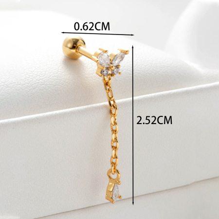 1 Stück Simple Series Simple Flower Titanstahl ohne Beschichtung Zirkonia Damen Piercing Ohrringe