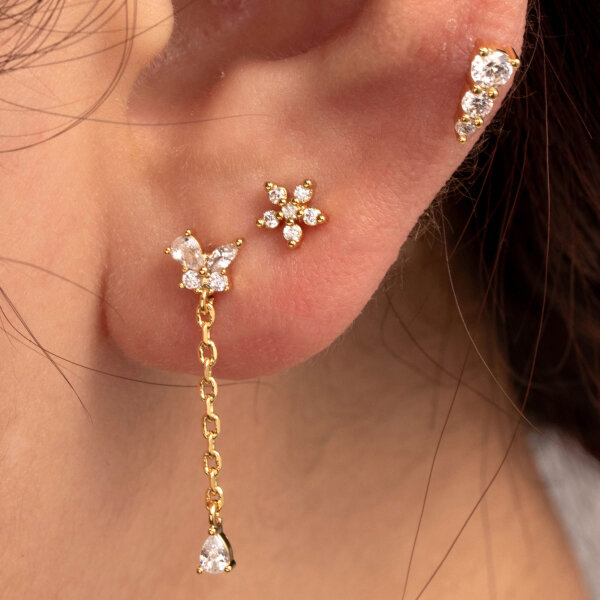 1 Piece Simple Series Simple Flower Titanium Steel No Plating Material Zircon Women Piercing Earrings h5 Picture2