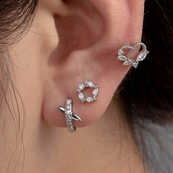 1 Piece Simple Series Simple Heart Titanium Steel No Plating Material Zircon Women Piercing Earrings h5Picture2
