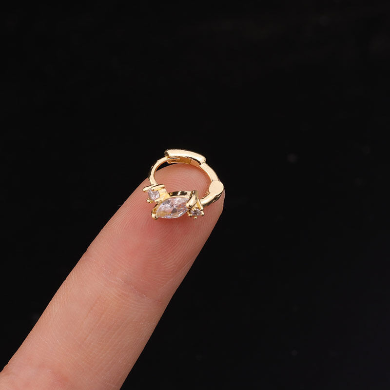1 Piece Simple Series Simple Geometric Titanium Steel No Plating Material Zircon Women Piercing Earrings Picture2