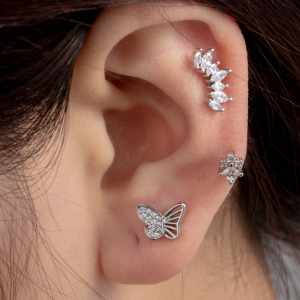 1 Piece Simple Series Simple Animal Titanium Steel No Plating Material Zircon Women Piercing Earrings h5 Picture2