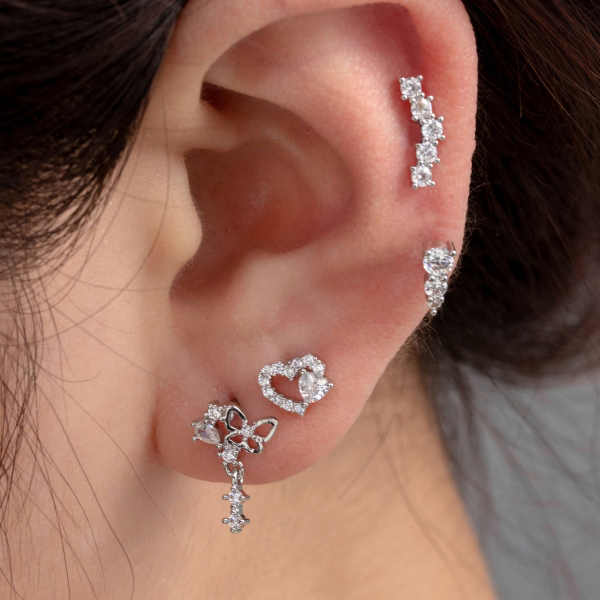 1 Piece Simple Series Simple Heart Titanium Steel No Plating Material Zircon Women Piercing Earrings h5Picture2