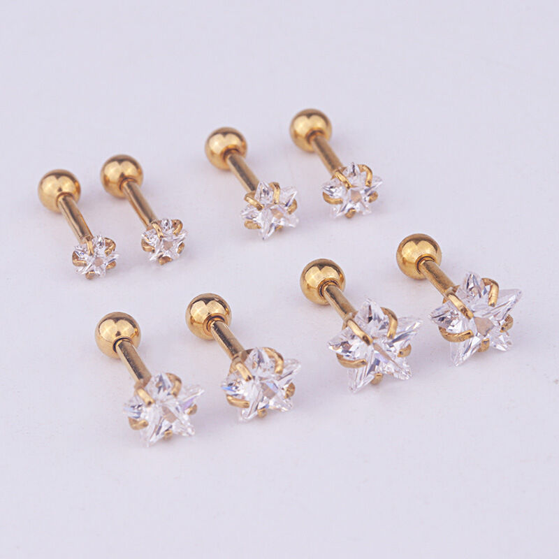 1 Piece Simple Series Simple Geometric Titanium Steel No Plating Material Zircon Women Piercing Earrings h5 Picture2