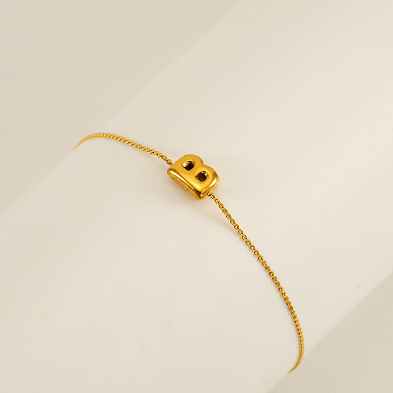 1 pezzo semplice serie giornaliera lettera acciaio inossidabile placcato oro 18K unisex catena bracciali 