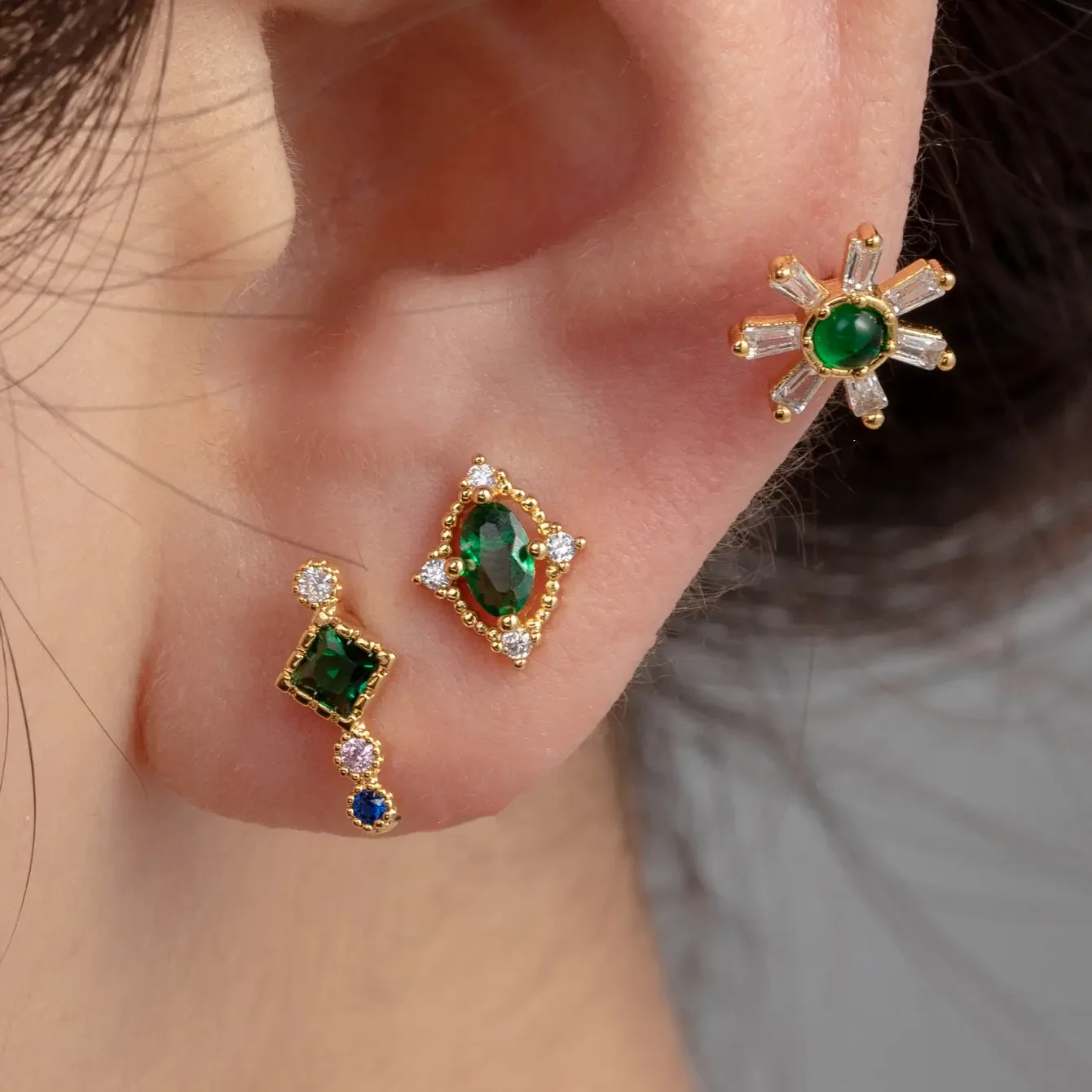 1 Piece Simple Series Simple Flower Titanium Steel No Plating Material Zircon Women Piercing Earrings h5 Picture2