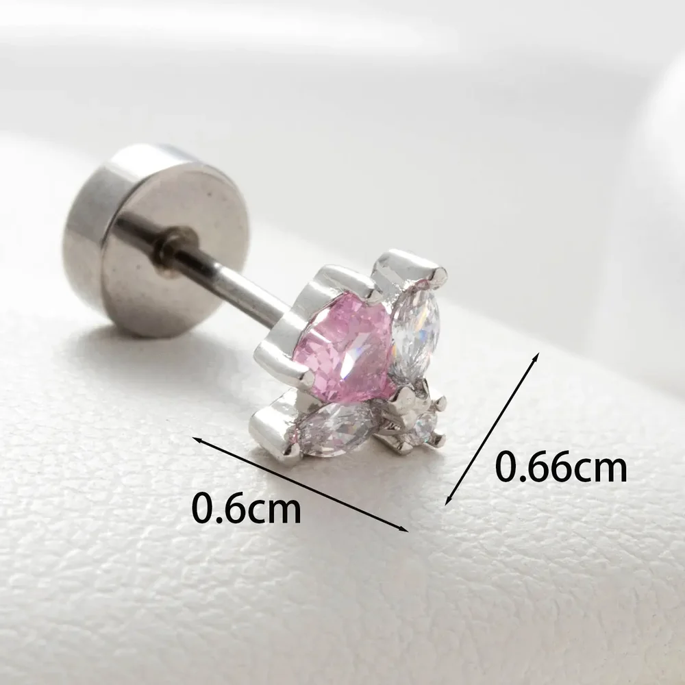 1 pezzo semplice serie classico cuore titanio acciaio senza placcatura materiale zircone orecchini da donna piercing