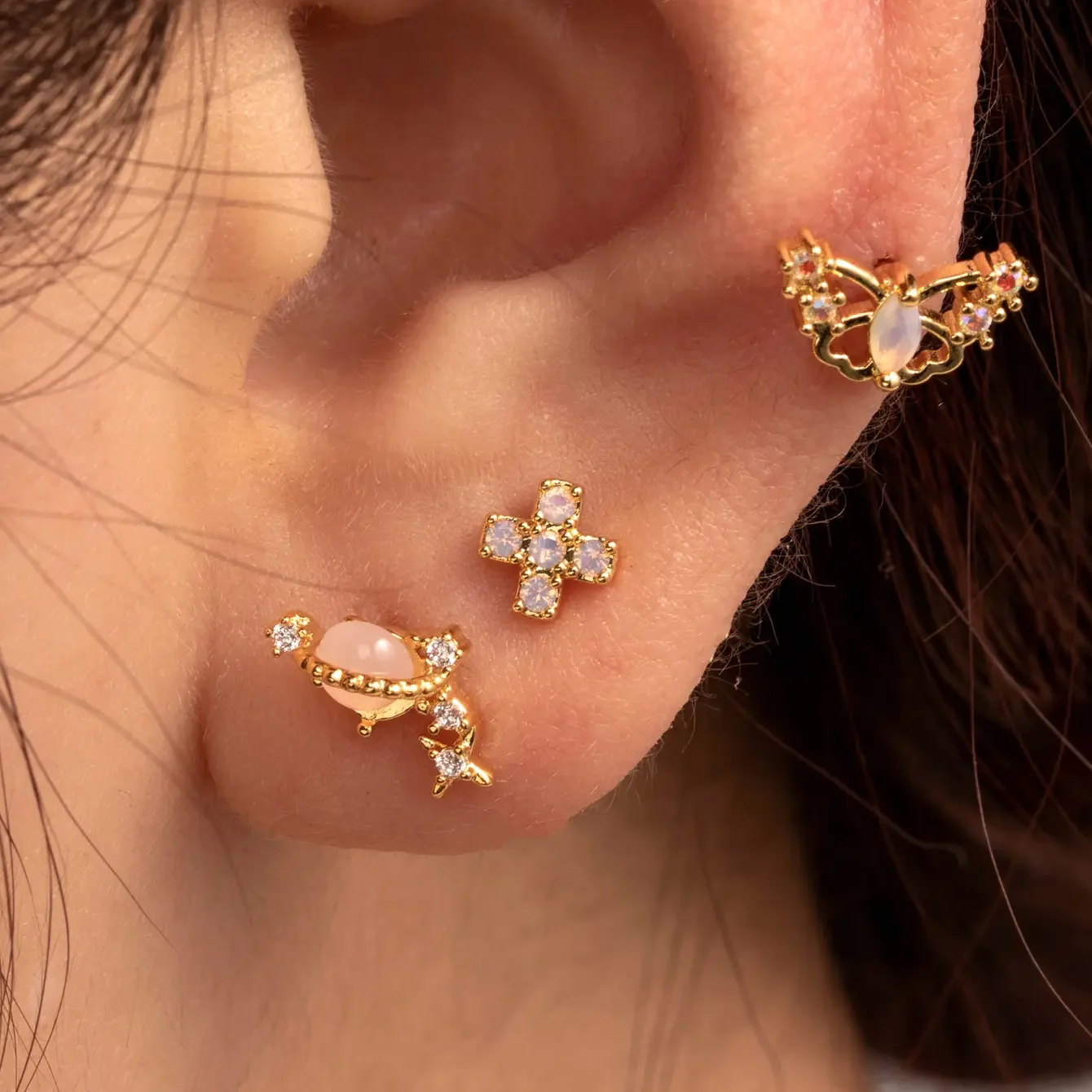 1 pezzo semplice serie classica animale titanio acciaio senza placcatura materiale zircone orecchini da donna piercing h5 Immagine2
