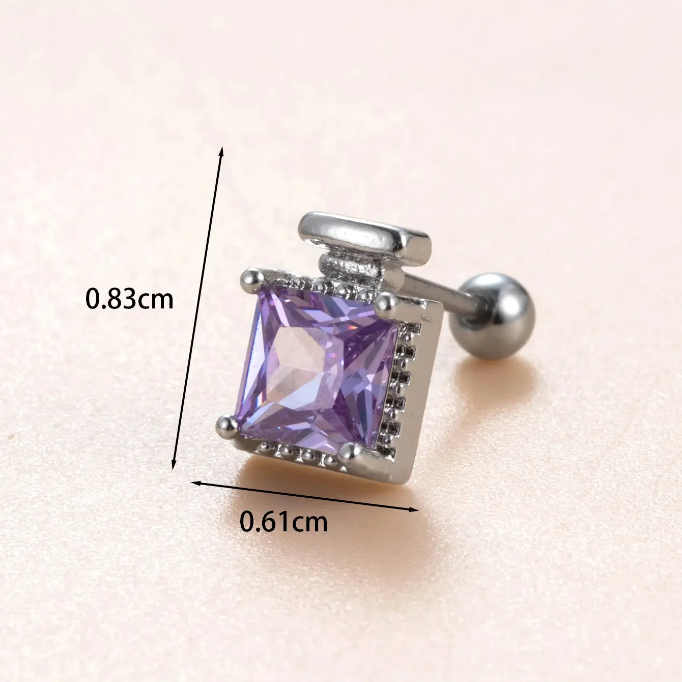 1 pezzo semplice serie classico cuore titanio acciaio senza placcatura materiale zircone orecchini da donna piercing 