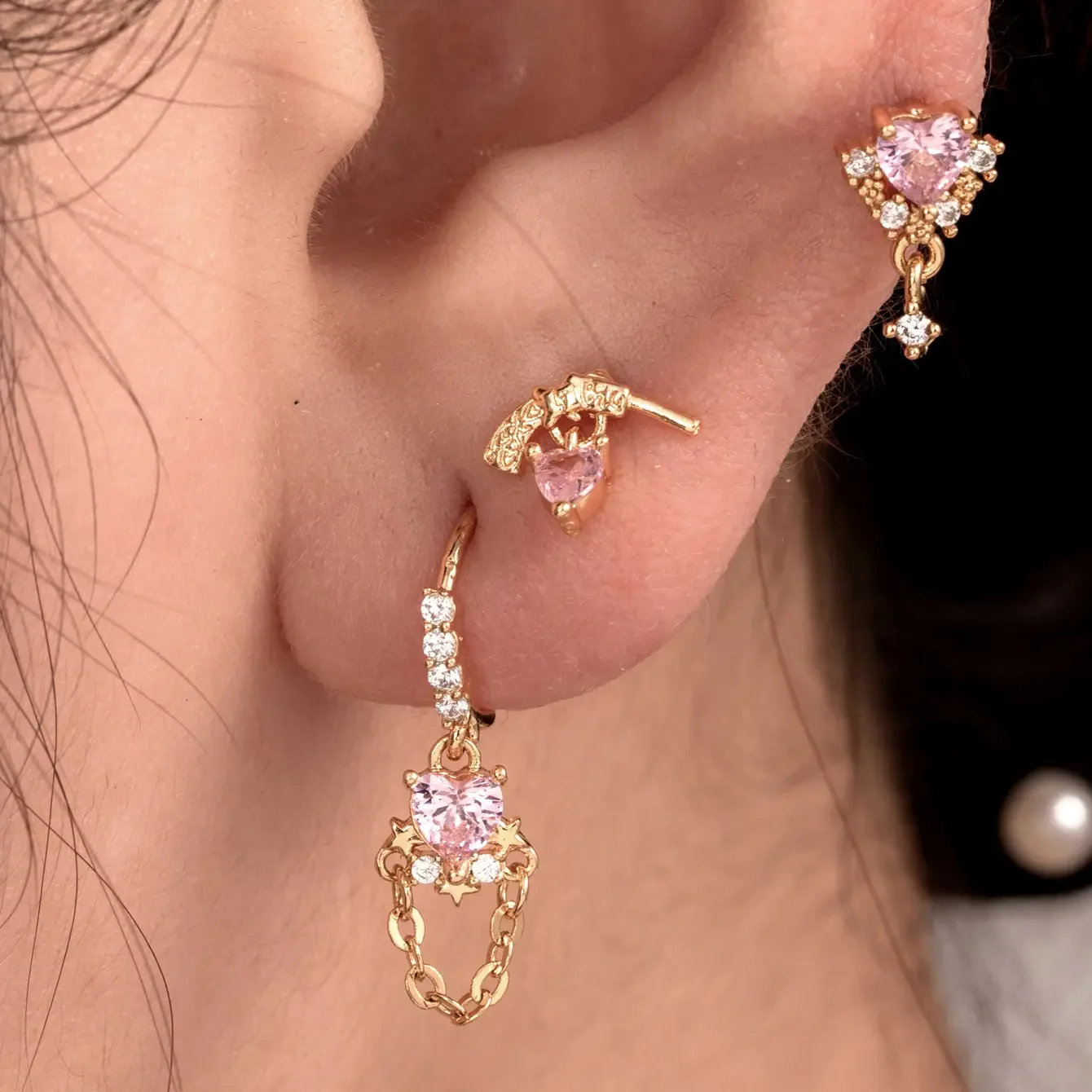 1 pezzo semplice serie semplice cuore rame senza placcatura materiale zircone orecchini da donna piercing h5 Immagine2