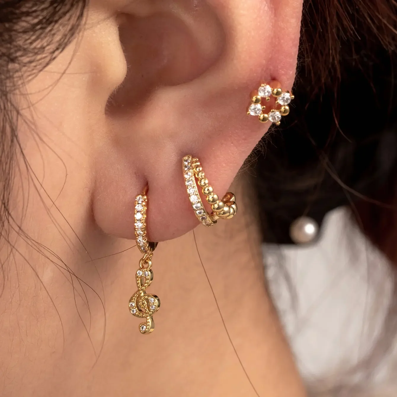 1 Piece Simple Series Simple Geometric Copper No Plating Material Zircon Women Piercing Earrings Picture2