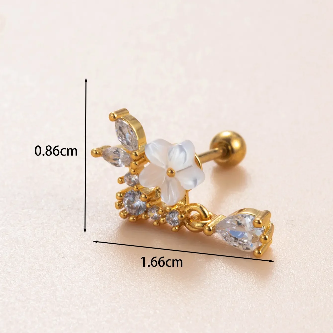 1 pezzo semplice serie semplice fiore rame senza placcatura materiale zircone orecchini da donna piercing 