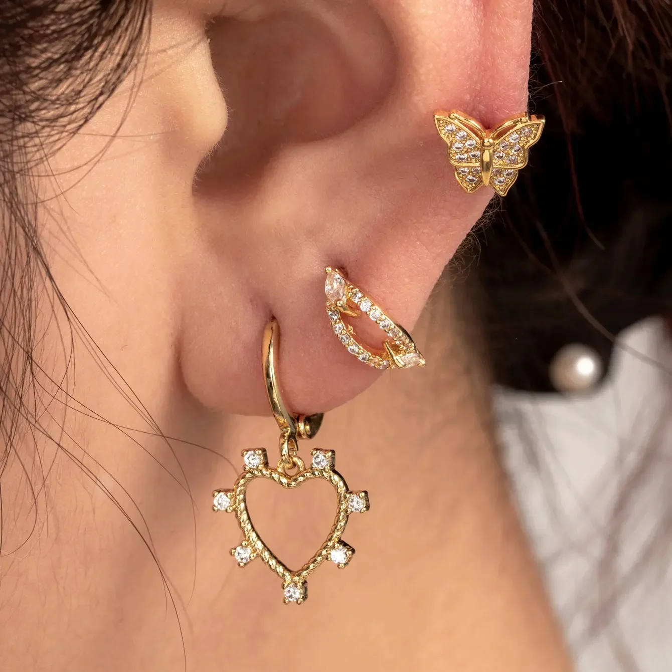 1 Piece Simple Series Simple Heart Copper No Plating Material Zircon Women Piercing Earrings h5Picture2