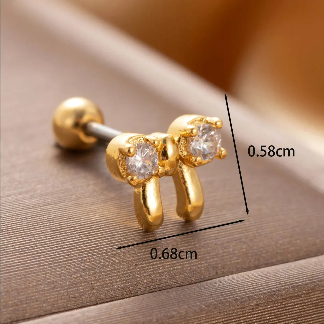 Boucles d'oreilles piercing femme Simple Series Classic Bow Knot en cuivre sans plaquage, ornées de zircon 