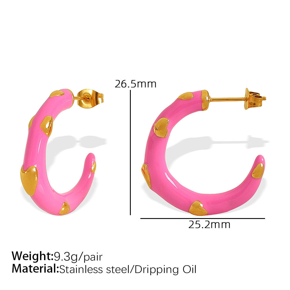 EH641 Orecchini pendenti in oro rosa con olio rosso Immagine3